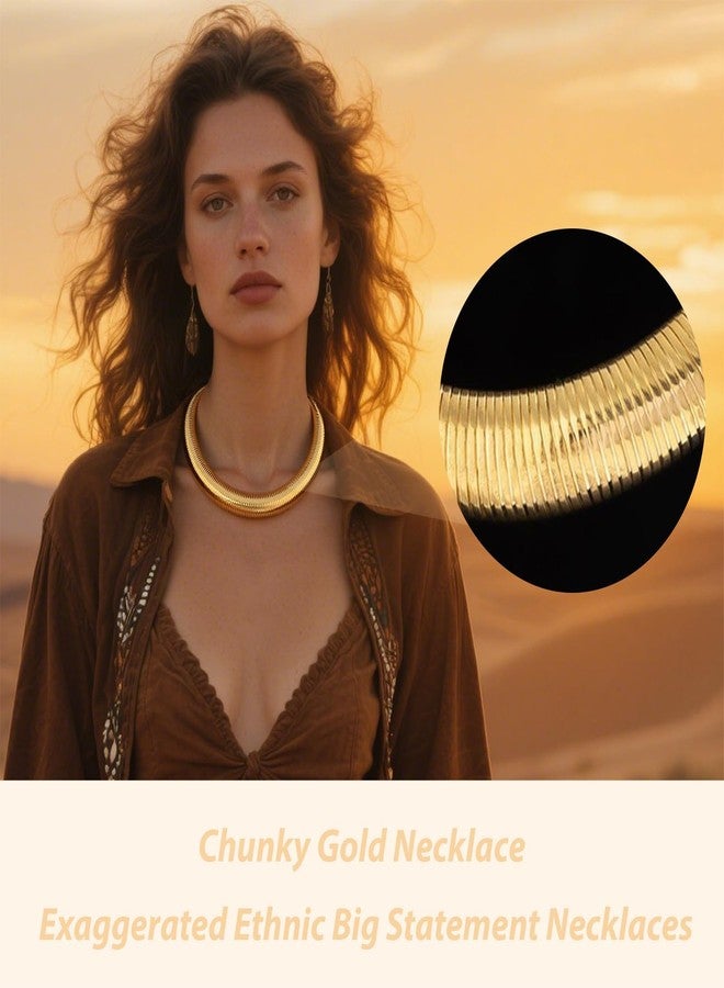 JAVARNV Chunky Gold Necklace Statement Necklace for Women Dainty Gold Choker Necklaces Exaggerated Ethnic Big Statement Jewelry Gifts Christmas stocking stuffs - Image 2